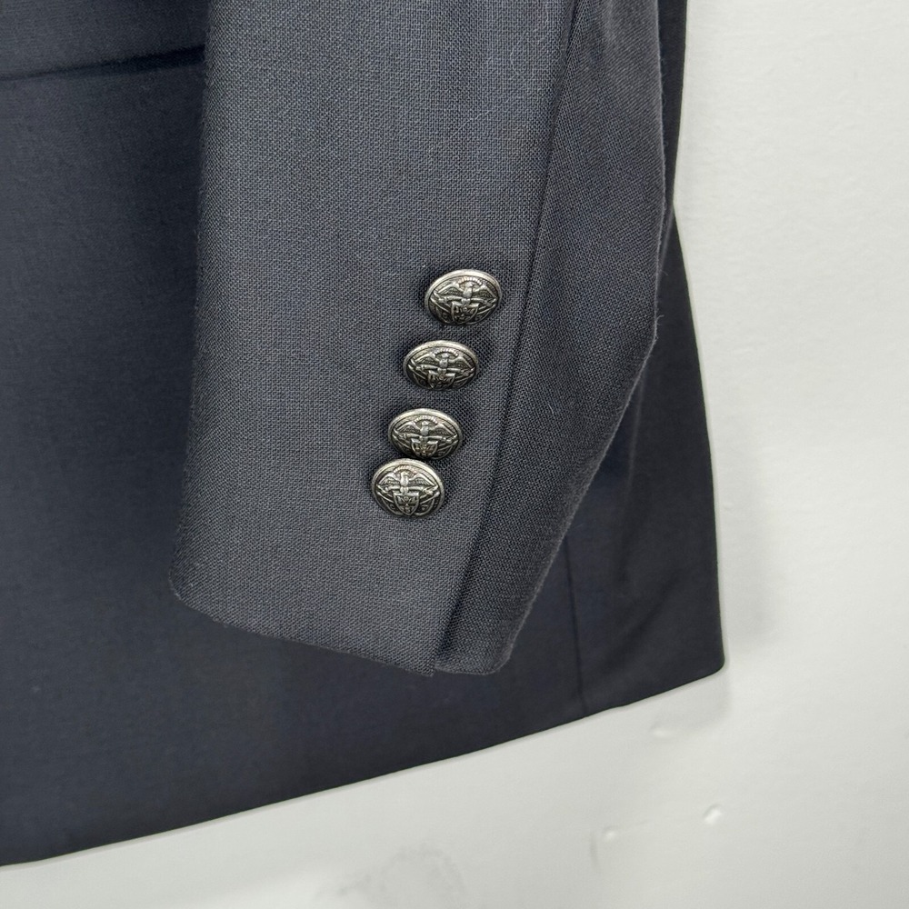 RALPH Ralph Lauren Blazer Sport Coat Men 48R Black Silver Buttons Wool Stretch - Picture 8 of 12